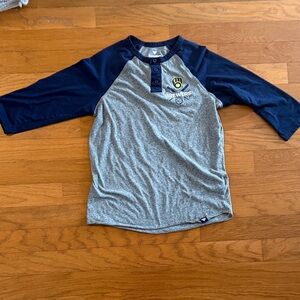 Fanatics Brewers Kids Long Sleeve Shirt - Gray and Navy